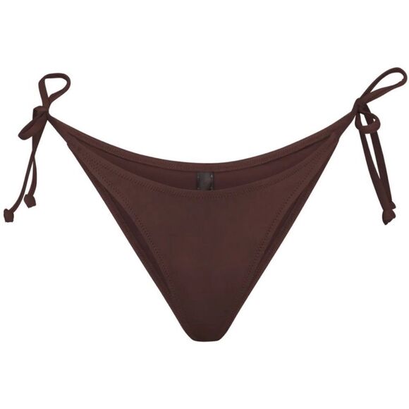 NWT SKIMS Recycled Swim Low Rise Tie Bikini Bottom In Cocoa Brown Swim Bottom - Picture 4 of 7